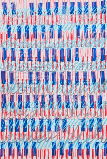 Blue Red Linear Abstract Artwork