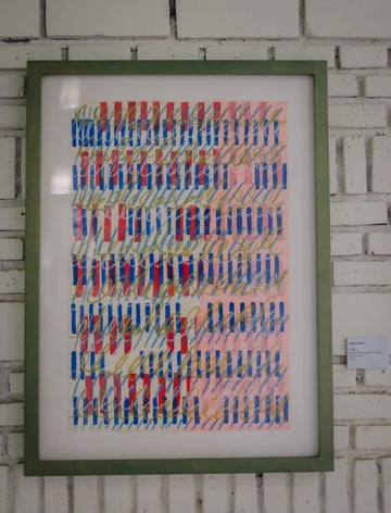 Blue Red Linear Line Abstract Artwork