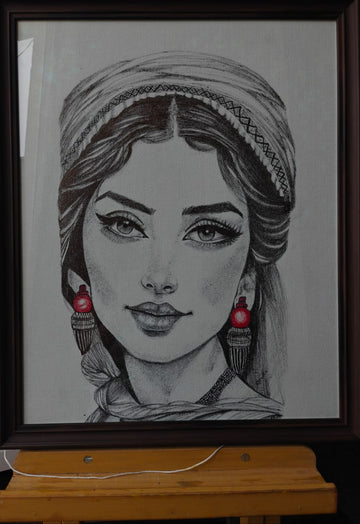 Monochrome Woman Portrait Artwork