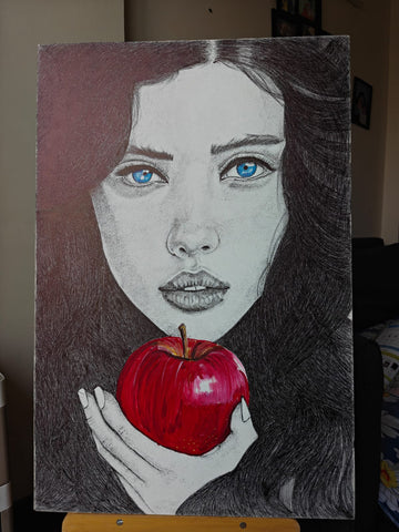 Blue-Eyed Apple Portrait Artwork