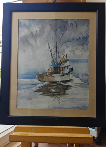 Fishing Boat Seascape Artwork